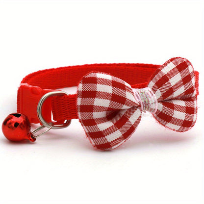 1pc Adjustable Plaid Cat Collar with Bow Tie - Perfect for Holiday Dress Up and Everyday Wear
