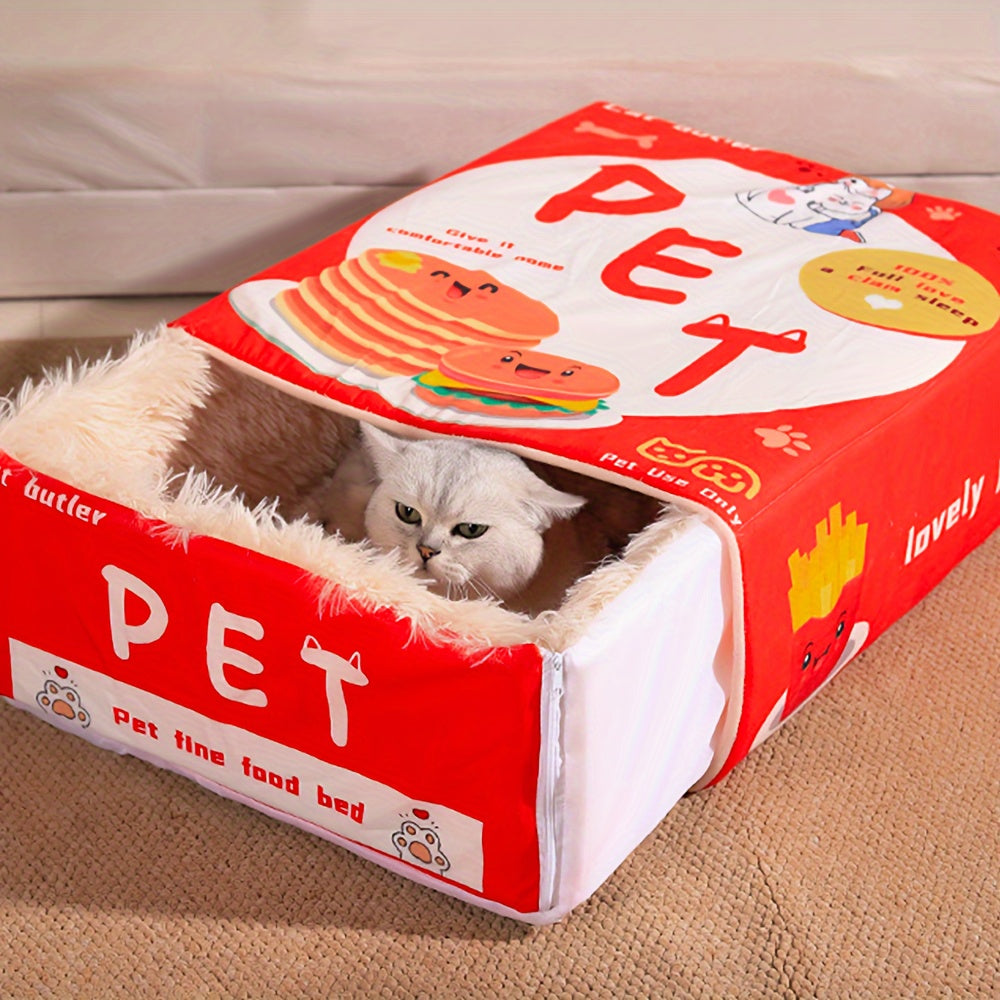 Rectangular Fully Closed Cat Nest, Snack Box Style Pet Cat Bed Universal Pet Nest For All Seasons