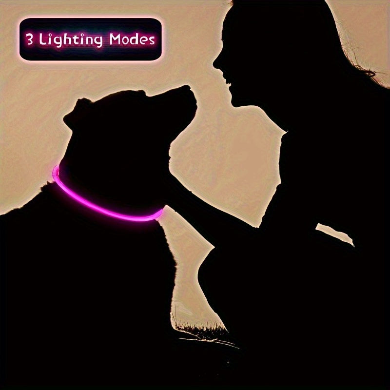 LED Light Collar | Luminous Anti-Lost Dog Collar, USB Rechargeable, ABS Material, Lithium Polymer Battery