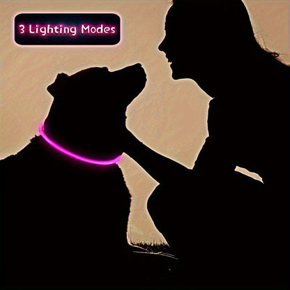 LED Light Collar | Luminous Anti-Lost Dog Collar, USB Rechargeable, ABS Material, Lithium Polymer Battery