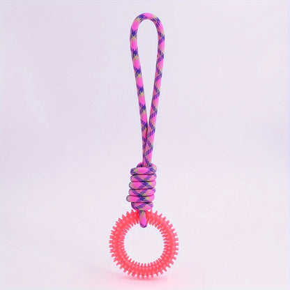 1pc Durable Thorn Circle Dog Rope Toy with Secure Handle - Interactive Teeth Cleaning & Grinding Chewing Toy for Aggressive Chewers - Enhances Pet Dental Health & Playtime Bonding