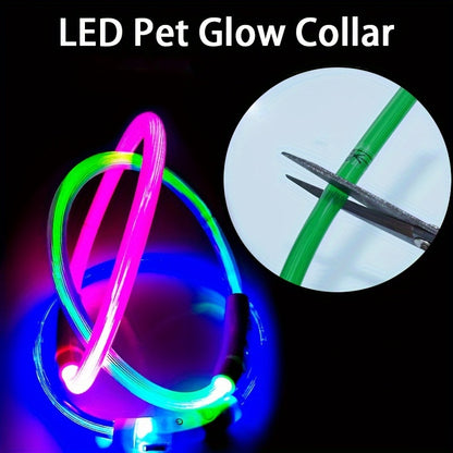 LED Light Collar | Luminous Anti-Lost Dog Collar, USB Rechargeable, ABS Material, Lithium Polymer Battery