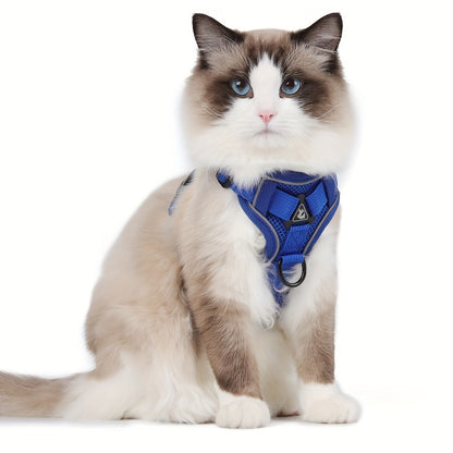 New Cat Leash, Vest-Style Cat Harness, Reflective And Breathable for Walking And Training Outdoors Safely.