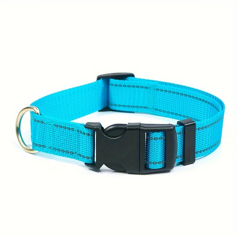 1pc Reflective Striped Dog Collar Escape Proof Nylon Dog Collar With Quick Release Buckle For Small Medium Large Sized Dogs Christmas Gift