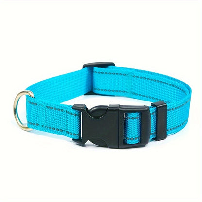 1pc Reflective Striped Dog Collar Escape Proof Nylon Dog Collar With Quick Release Buckle For Small Medium Large Sized Dogs Christmas Gift