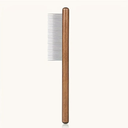 Comfortable wooden handle comb for cats and dogs - stainless steel teeth, suitable for long and short hair, pet beauty tools, stainless steel combs, wooden handle beauty tools