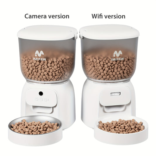 Automatic Pet Feeder with HD Camera And Wifi, Designed for Cats And Dogs, Featuring a Stainless Steel Bowl, 10-Second Voice Recorder, And Remote Control Via Android And Ios App, Weighing 135.27 Ounces, Without Battery