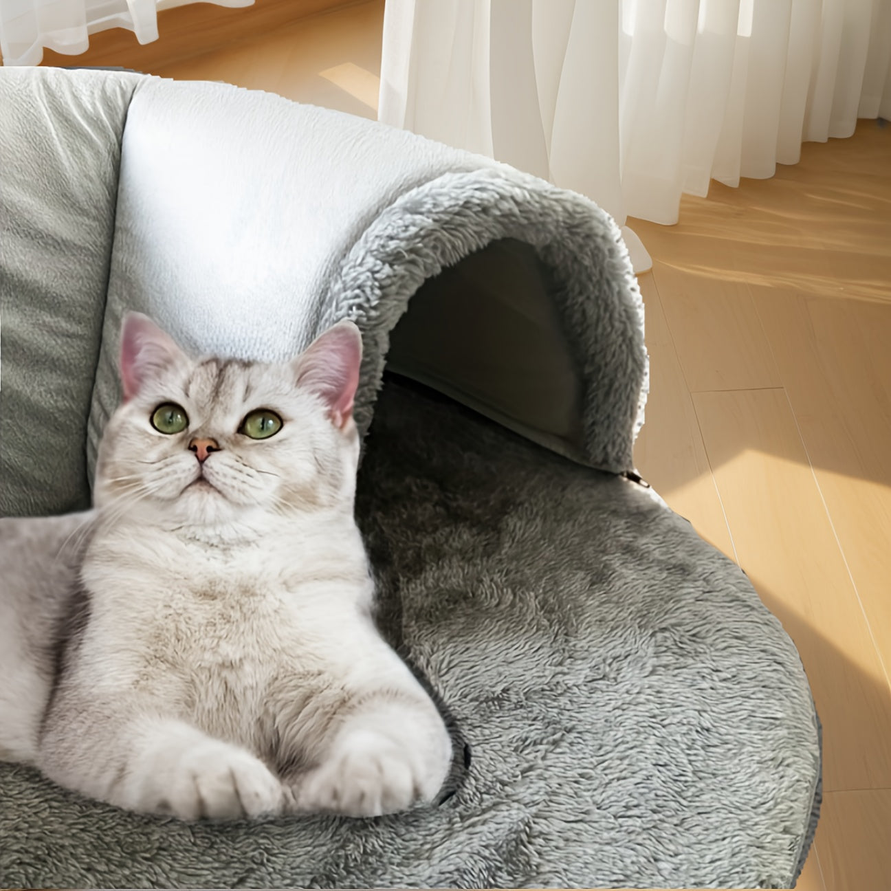 3-in-1 Non-Slip Cozy Cat Tunnel Bed - Play Mat & Warm Nest for Small to Medium Cats, Rabbits & Hamsters