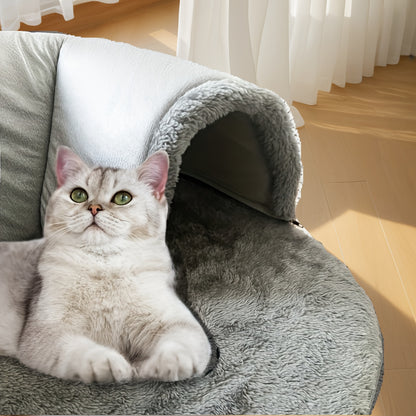3-in-1 Non-Slip Cozy Cat Tunnel Bed - Play Mat & Warm Nest for Small to Medium Cats, Rabbits & Hamsters