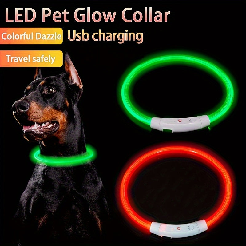 LED Light Collar | Luminous Anti-Lost Dog Collar, USB Rechargeable, ABS Material, Lithium Polymer Battery