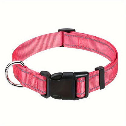 1pc Reflective Striped Dog Collar Escape Proof Nylon Dog Collar With Quick Release Buckle For Small Medium Large Sized Dogs Christmas Gift