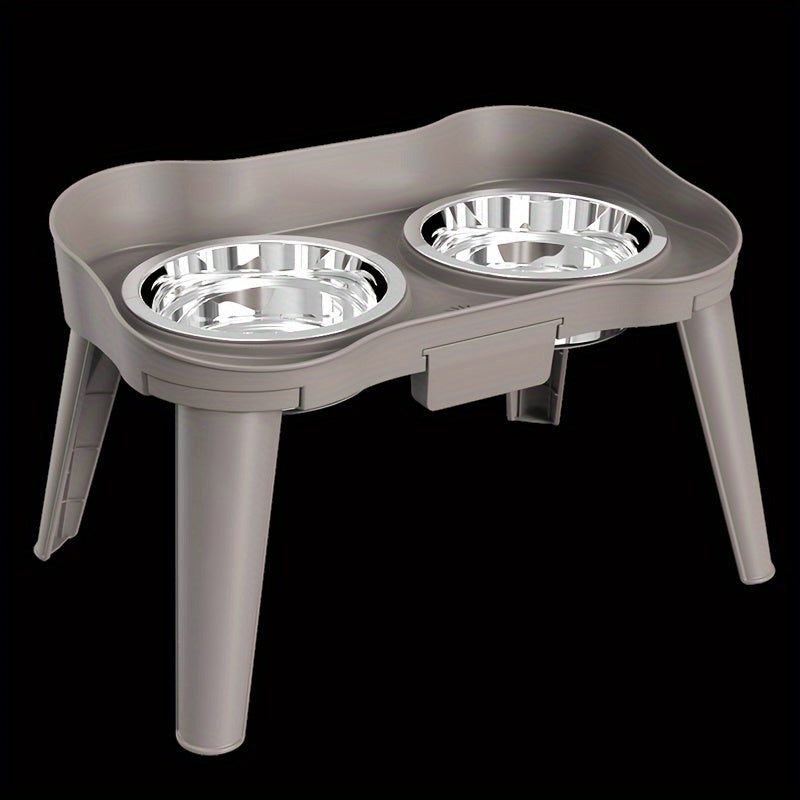 Elevated Pet Feeder with 2 Stainless Steel Bowls - Neck-Friendly, Detachable Design for Easy Cleaning - Ideal for Dogs & Cats