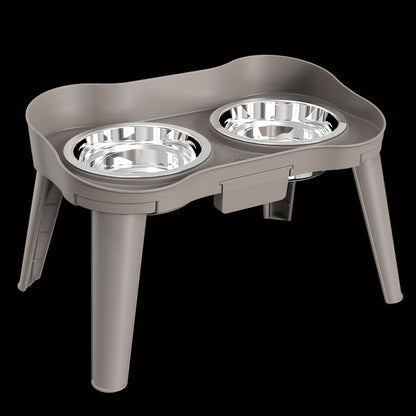 Elevated Pet Feeder with 2 Stainless Steel Bowls - Neck-Friendly, Detachable Design for Easy Cleaning - Ideal for Dogs & Cats