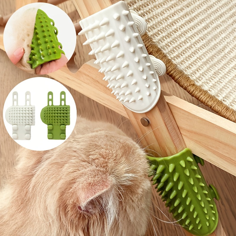 Silicone Cat Scratcher Brush with Adjustable Strap - Relax & Itch Relief, Non-Electric Pet Grooming Tool, Random Color, Desk Leg Strap