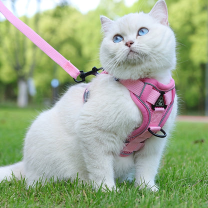 New Cat Leash, Vest-Style Cat Harness, Reflective And Breathable for Walking And Training Outdoors Safely.