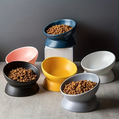 Raised Non-Slip Ceramic Pet Food Bowl - Perfect For Cats & Dogs!