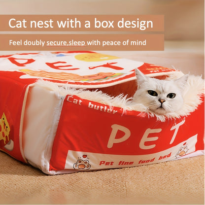 Rectangular Fully Closed Cat Nest, Snack Box Style Pet Cat Bed Universal Pet Nest For All Seasons