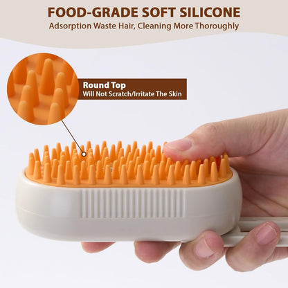 4 in 1 Cat Steam Brush for Shedding, Rechargeable Cat Brush with Steam, Anti-Static Steam Pet Brushes, Massage, Cleaning, Shedding & Combing All In One!