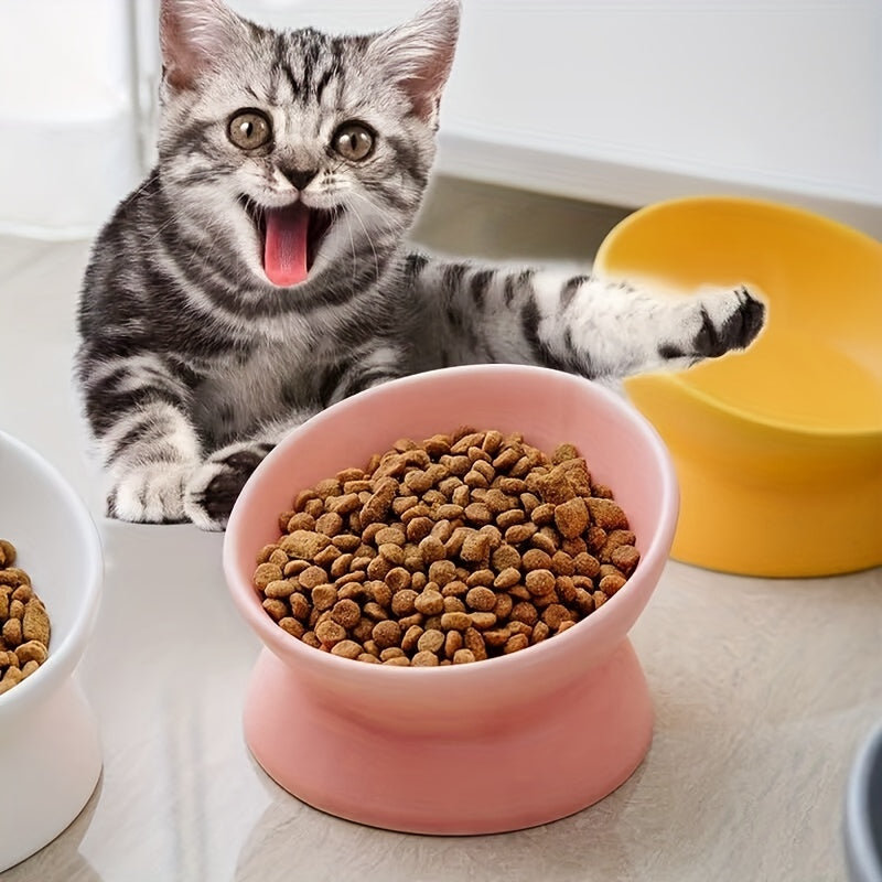 Raised Non-Slip Ceramic Pet Food Bowl - Perfect For Cats & Dogs!