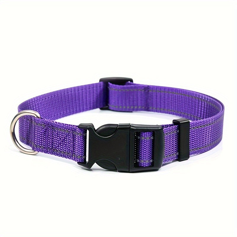 1pc Reflective Striped Dog Collar Escape Proof Nylon Dog Collar With Quick Release Buckle For Small Medium Large Sized Dogs Christmas Gift