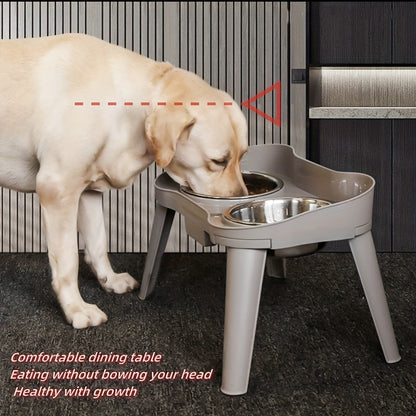 Elevated Pet Feeder with 2 Stainless Steel Bowls - Neck-Friendly, Detachable Design for Easy Cleaning - Ideal for Dogs & Cats