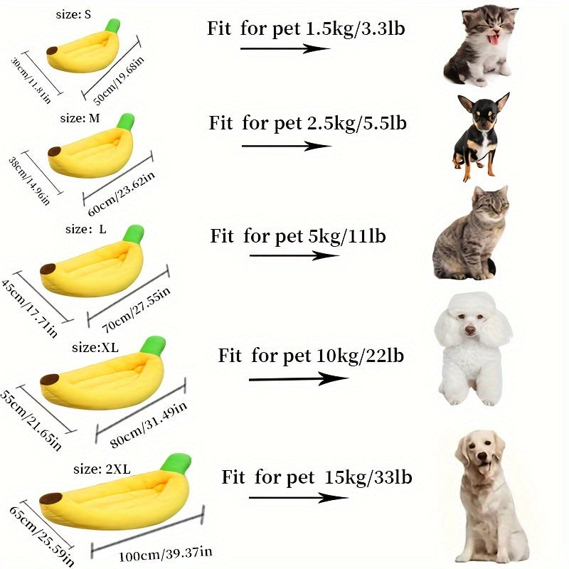 [Banana Pet Nest] 1pc Yellow Banana Shaped Nest | Disassembled and Washable, Small and Medium-Sized Pet Bed for Cats and Dogs