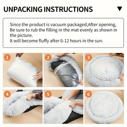 Cozy Circular Cat Bed & Small Dog Nest - Soft Warm Pet Mat with Cushioned, Durable Fiber for all-Season /Outdoor Use, Easy-Clean Bedding for Kittens and Puppies