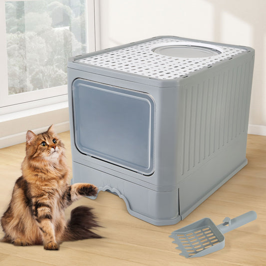 Extra-Large Cat Litter Box With Easy-Clean Drawer And Scoop - Spacious, Durable Polypropylene Rectangular Kitty Toilet