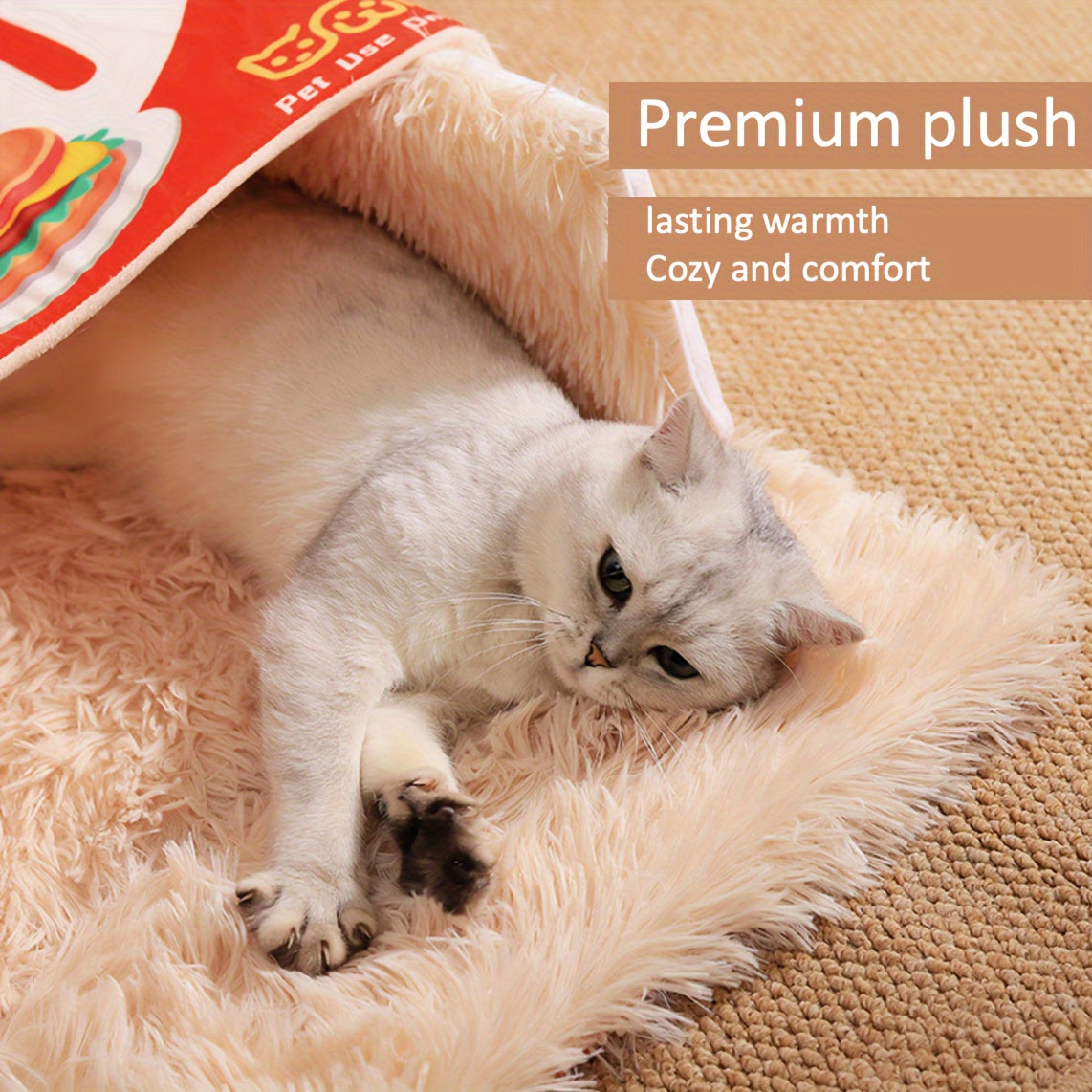 Rectangular Fully Closed Cat Nest, Snack Box Style Pet Cat Bed Universal Pet Nest For All Seasons