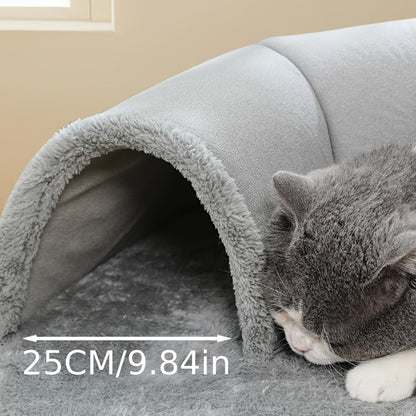 3-in-1 Non-Slip Cozy Cat Tunnel Bed - Play Mat & Warm Nest for Small to Medium Cats, Rabbits & Hamsters