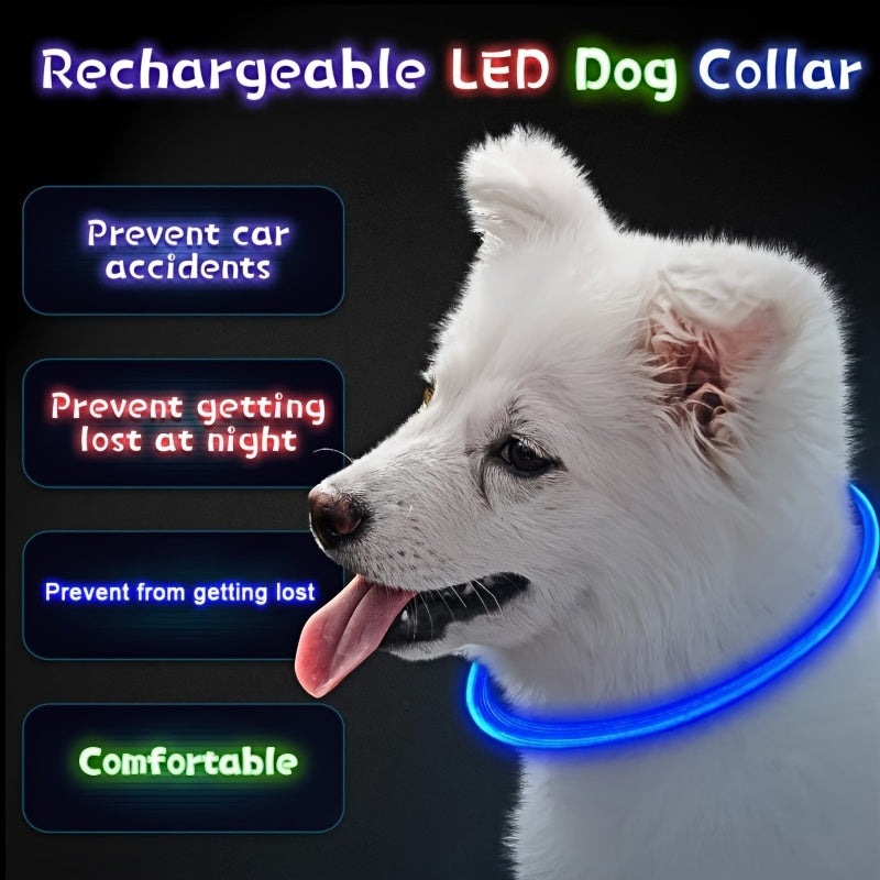LED Light Collar | Luminous Anti-Lost Dog Collar, USB Rechargeable, ABS Material, Lithium Polymer Battery