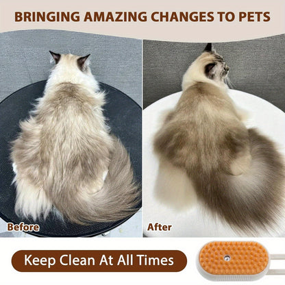 4 in 1 Cat Steam Brush for Shedding, Rechargeable Cat Brush with Steam, Anti-Static Steam Pet Brushes, Massage, Cleaning, Shedding & Combing All In One!