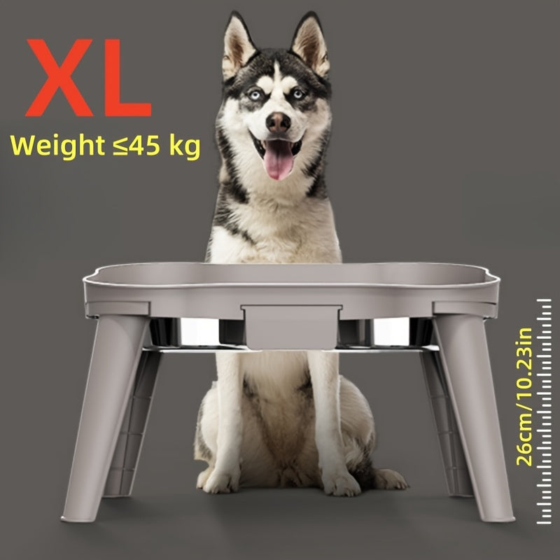 Elevated Pet Feeder with 2 Stainless Steel Bowls - Neck-Friendly, Detachable Design for Easy Cleaning - Ideal for Dogs & Cats