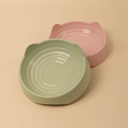 Whisker Delight Cat Bowl - Adorable Cat Ear Shaped, Durable Plastic Food and Water Bowl with Snack Basin - Essential Pet Feeding Supplies for Everyday Use