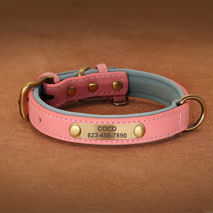 Customized PU Leather Dog Collar with Personalized Engraving - Adjustable, Soft Padded, Golden-Tone Hardware, Red/Black/Blue/Green/Orange/Brown/Pink/ - for Small, Medium, Large Dogs - Ideal Pet Birthday/Anniversary Gift, Cust