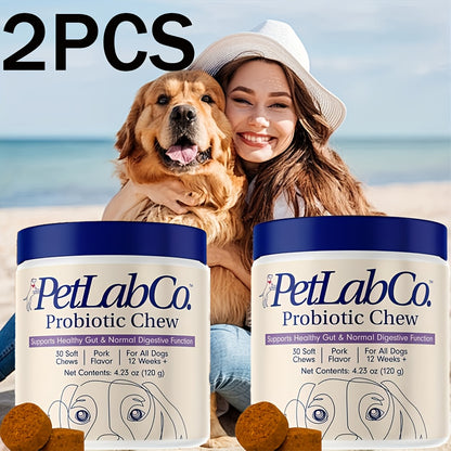 2-pack Of Probiotics For Dogs, Supports Gut Health, Improves Digestion And Seasonal Reactions - Pork Flavor - 60 Softgels, Natural Plant-based Formula.