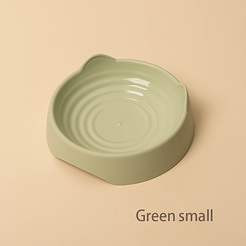 Whisker Delight Cat Bowl - Adorable Cat Ear Shaped, Durable Plastic Food and Water Bowl with Snack Basin - Essential Pet Feeding Supplies for Everyday Use