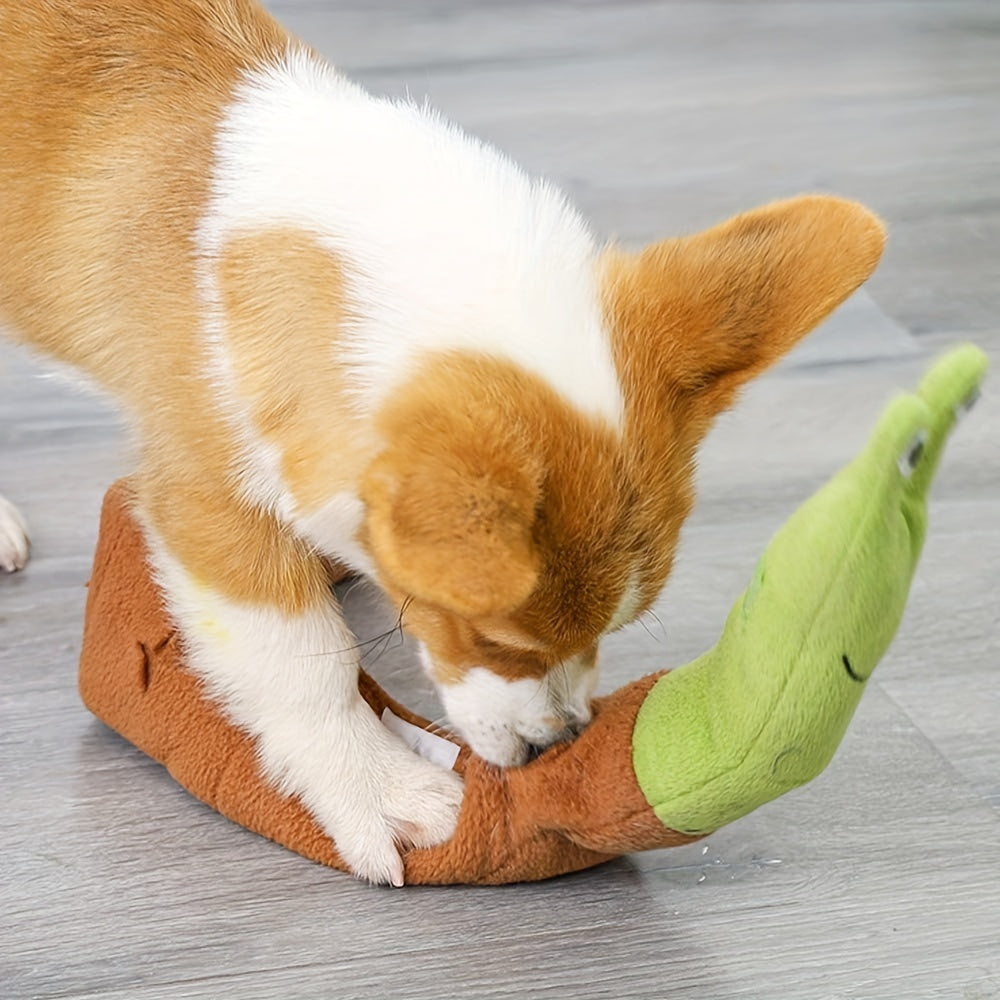 Slow Feeder Snail Dog Toy with Squeaker - Interactive Foraging Puzzle for teething Puppies, Slow Eating Feeder for all Breed Sizes, Mental Stimulation & Digestive Health, Durable Soft Chewable Snail Doll for Puppies & Dogs