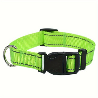 1pc Reflective Striped Dog Collar Escape Proof Nylon Dog Collar With Quick Release Buckle For Small Medium Large Sized Dogs Christmas Gift
