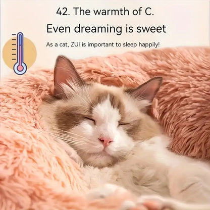 Cozy Circular Cat Bed & Small Dog Nest - Soft Warm Pet Mat with Cushioned, Durable Fiber for all-Season /Outdoor Use, Easy-Clean Bedding for Kittens and Puppies