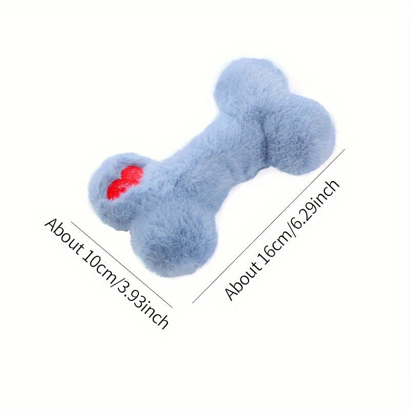 Interactive Plush Squeaky Dog Toy - Heart & Bone Shapes, Durable Chew for Medium Breeds, Pet Playtime Accessory