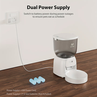 Automatic Pet Feeder with HD Camera And Wifi, Designed for Cats And Dogs, Featuring a Stainless Steel Bowl, 10-Second Voice Recorder, And Remote Control Via Android And Ios App, Weighing 135.27 Ounces, Without Battery