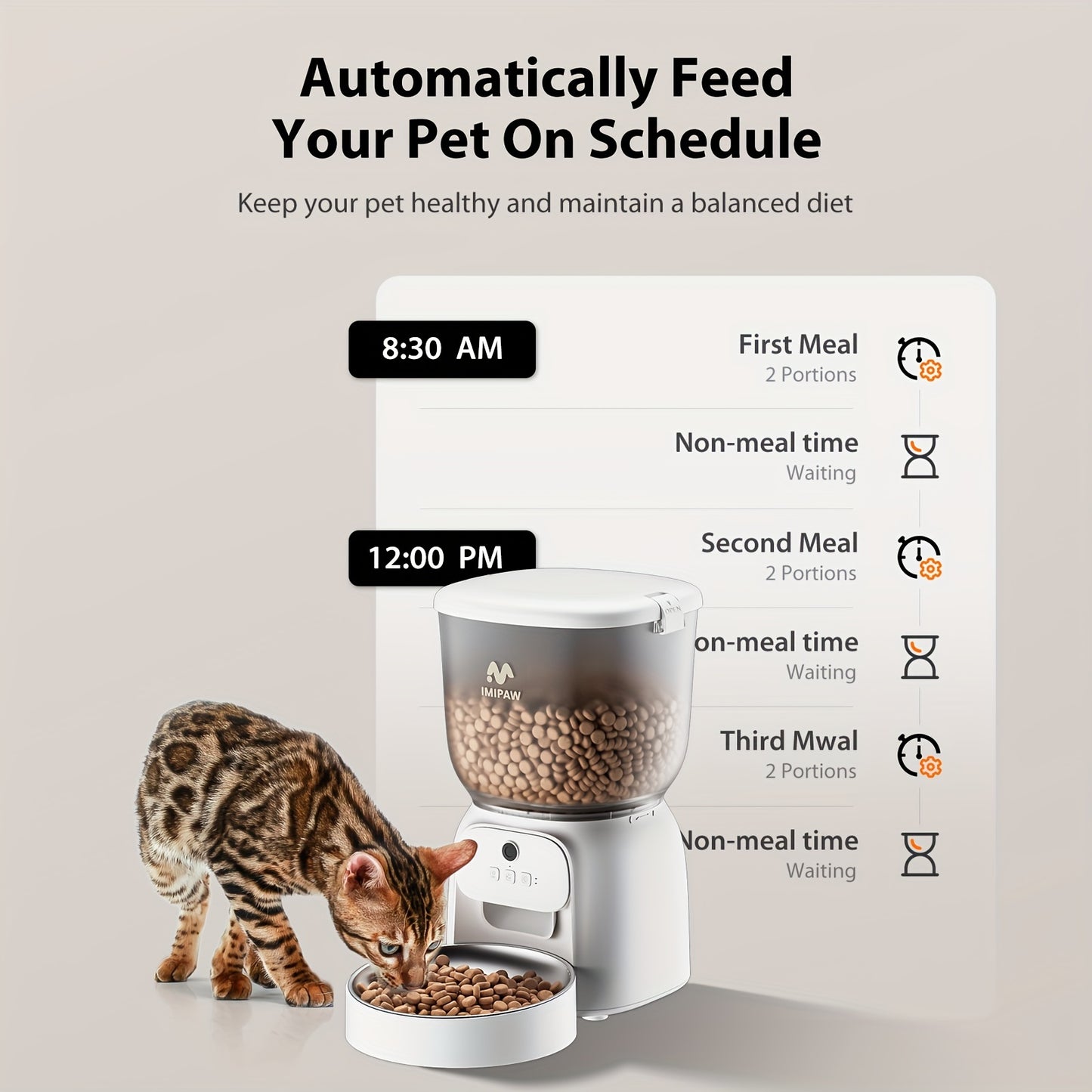 Automatic Pet Feeder with HD Camera And Wifi, Designed for Cats And Dogs, Featuring a Stainless Steel Bowl, 10-Second Voice Recorder, And Remote Control Via Android And Ios App, Weighing 135.27 Ounces, Without Battery