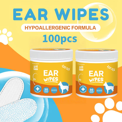 Dog Ear Cleaner Wipes, Cleaning Soothing and Deodorizing Itchy Ears, Pet Ear Relief Solution, Finger Wipes for Dogs, Coconut Scent