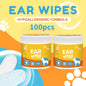 Dog Ear Cleaner Wipes, Cleaning Soothing and Deodorizing Itchy Ears, Pet Ear Relief Solution, Finger Wipes for Dogs, Coconut Scent