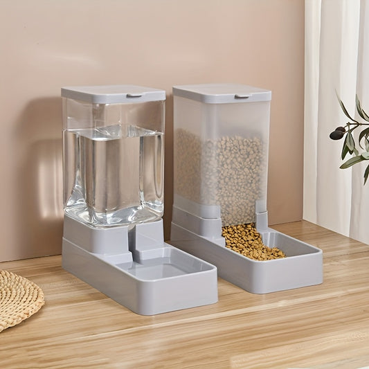 A Set of 2 Multi-Colored Automatic Cat Feeders And Water Dispensers, a Pet Feeding And Drinking Station, Featuring a 1.0-Gallon Gravity Food Dispenser, a Reusable Filter Without Electricity, Made of Plastic Suitable for Cats