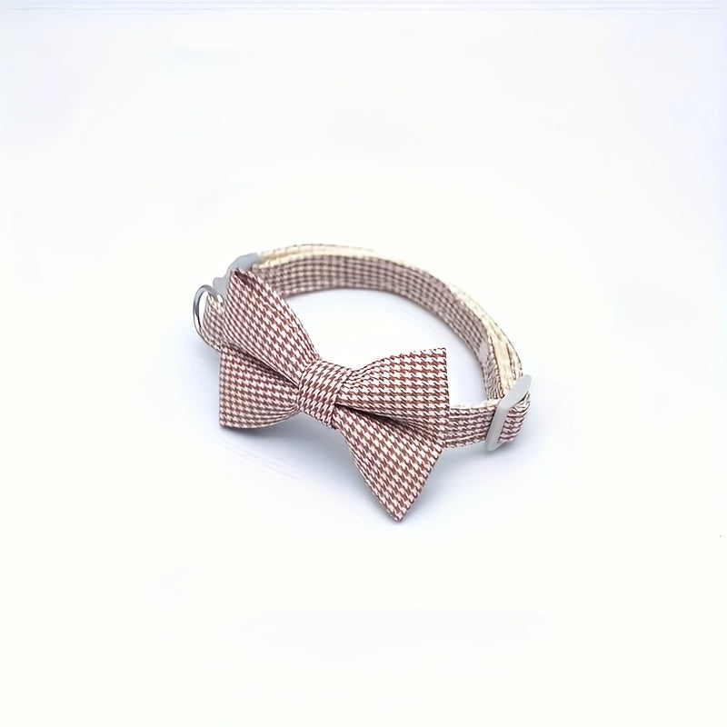 1pc Adjustable Plaid Cat Collar with Bow Tie - Perfect for Holiday Dress Up and Everyday Wear