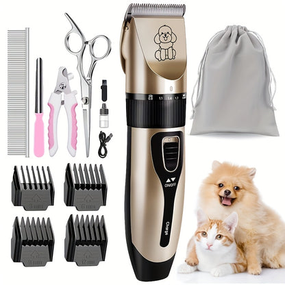 Professional USB- Electric Dog & Grooming Kit with Thick Ceramic Clippers, Brush & Measuring Tool - Low-Voltage Pet Hair Trimmer Suitable for &, for Dogs, Cats, Puppies, Kittens