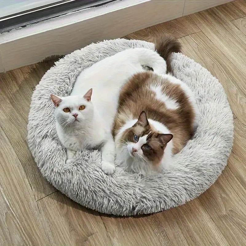 Cozy Circular Cat Bed & Small Dog Nest - Soft Warm Pet Mat with Cushioned, Durable Fiber for all-Season /Outdoor Use, Easy-Clean Bedding for Kittens and Puppies