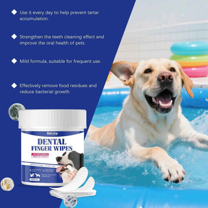 50PCS Pet Teeth Cleaning Finger Wipes Gentle Remove Tartar and Plaque Eliminating Bad Breath No-rinse Pet Tooth Cleaner Wipes